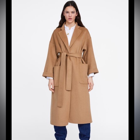 Zara Belted Patch Pocket Coat XS - Picture 2 of 2